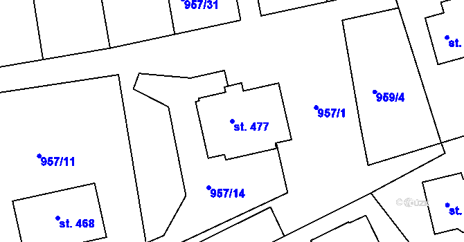 Parcela st. 477 v KÚ Chvalšiny, Katastrální mapa