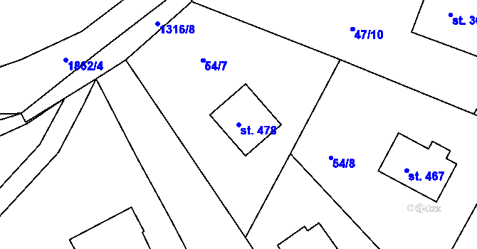 Parcela st. 478 v KÚ Chvalšiny, Katastrální mapa