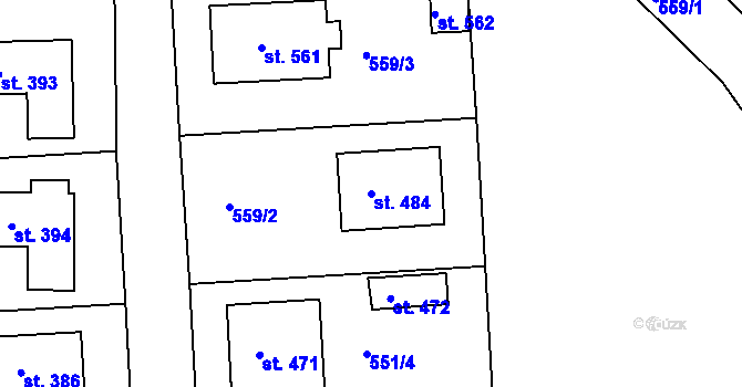 Parcela st. 484 v KÚ Chvalšiny, Katastrální mapa