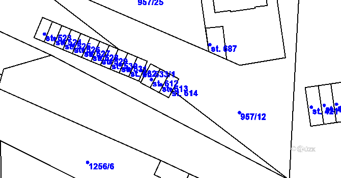 Parcela st. 614 v KÚ Chvalšiny, Katastrální mapa