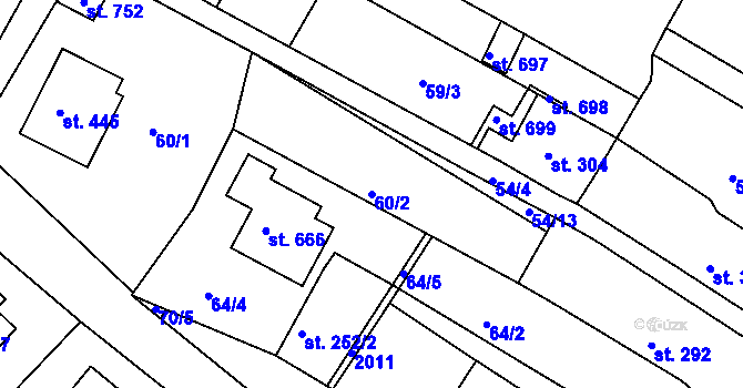 Parcela st. 60/2 v KÚ Chvalšiny, Katastrální mapa