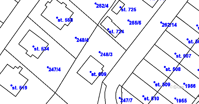 Parcela st. 248/3 v KÚ Chvalšiny, Katastrální mapa