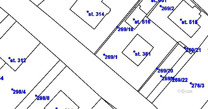 Parcela st. 269/1 v KÚ Chvalšiny, Katastrální mapa