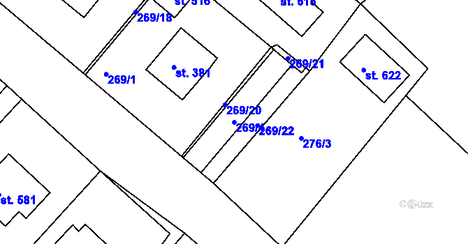 Parcela st. 269/4 v KÚ Chvalšiny, Katastrální mapa