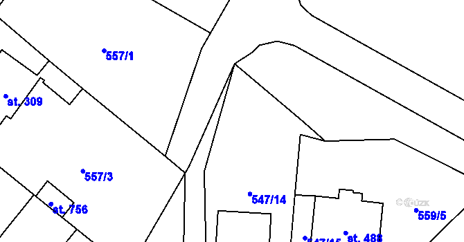 Parcela st. 547/16 v KÚ Chvalšiny, Katastrální mapa