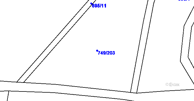 Parcela st. 749/203 v KÚ Chvalšiny, Katastrální mapa