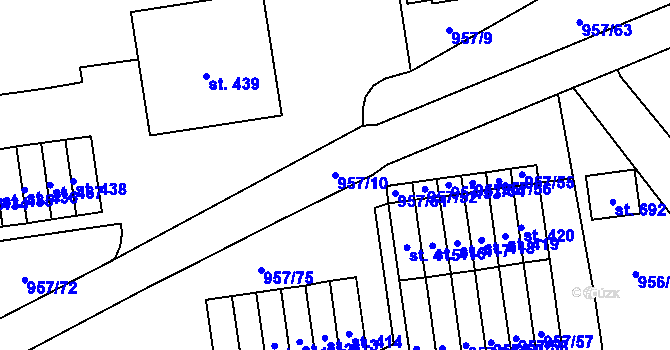 Parcela st. 957/10 v KÚ Chvalšiny, Katastrální mapa