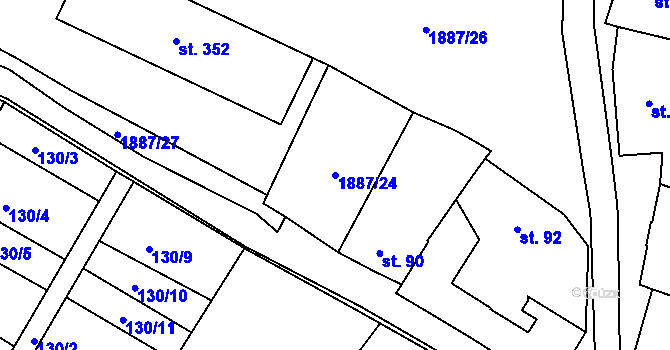 Parcela st. 1887/24 v KÚ Chvalšiny, Katastrální mapa