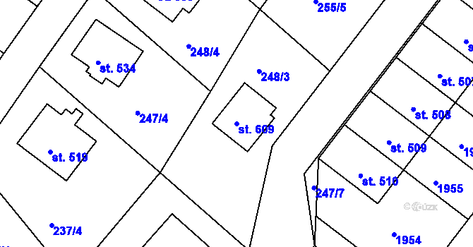 Parcela st. 609 v KÚ Chvalšiny, Katastrální mapa