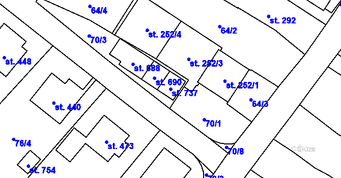 Parcela st. 737 v KÚ Chvalšiny, Katastrální mapa