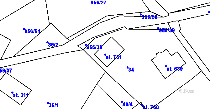 Parcela st. 751 v KÚ Chvalšiny, Katastrální mapa