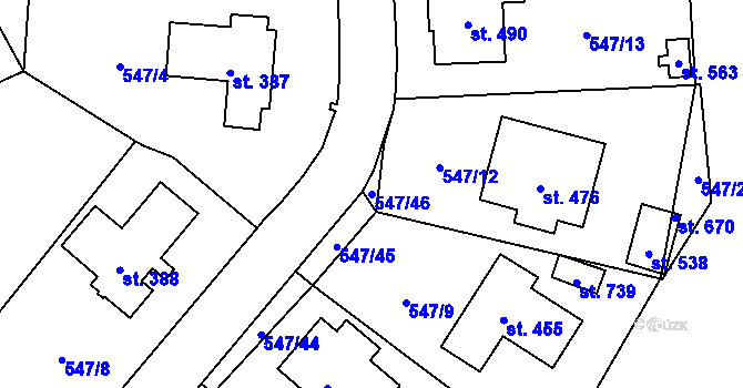 Parcela st. 547/46 v KÚ Chvalšiny, Katastrální mapa