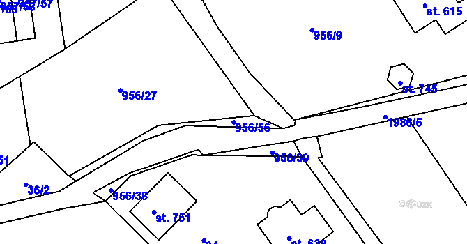 Parcela st. 956/56 v KÚ Chvalšiny, Katastrální mapa