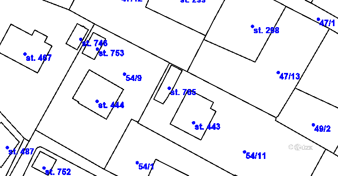 Parcela st. 765 v KÚ Chvalšiny, Katastrální mapa