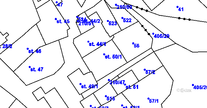 Parcela st. 50 v KÚ Chvatěruby, Katastrální mapa