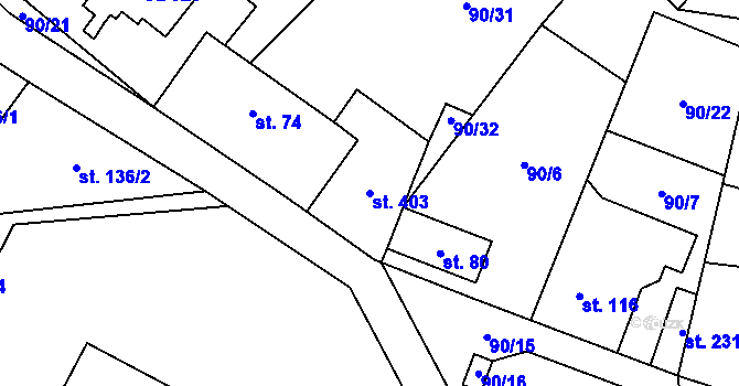 Parcela st. 403 v KÚ Chvatěruby, Katastrální mapa