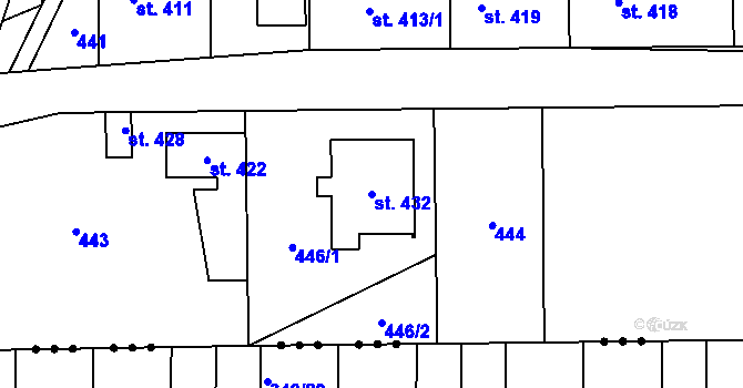 Parcela st. 432 v KÚ Chvatěruby, Katastrální mapa