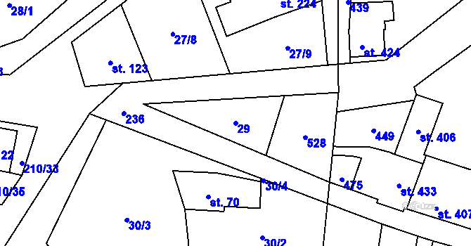 Parcela st. 29 v KÚ Chvatěruby, Katastrální mapa