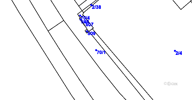 Parcela st. 70/1 v KÚ Chvatěruby, Katastrální mapa