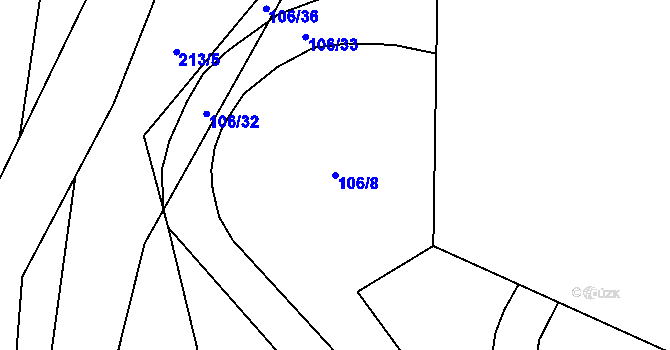 Parcela st. 106/8 v KÚ Chvatěruby, Katastrální mapa