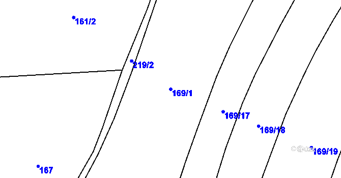 Parcela st. 169/1 v KÚ Chvatěruby, Katastrální mapa