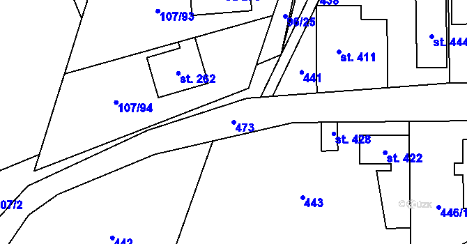 Parcela st. 473 v KÚ Chvatěruby, Katastrální mapa