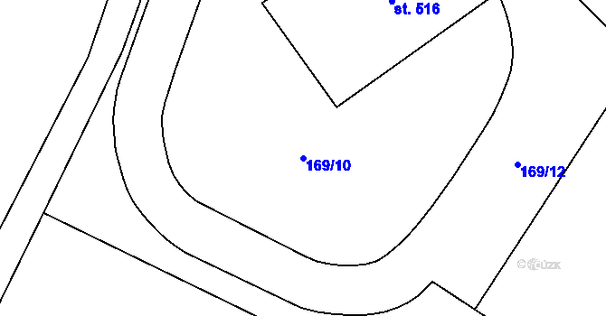 Parcela st. 169/10 v KÚ Chvatěruby, Katastrální mapa