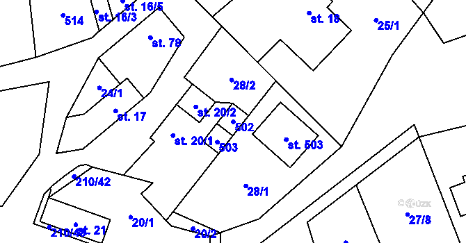 Parcela st. 502 v KÚ Chvatěruby, Katastrální mapa