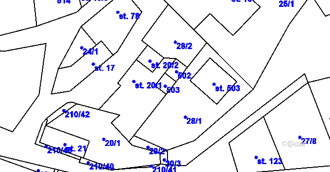Parcela st. 503 v KÚ Chvatěruby, Katastrální mapa