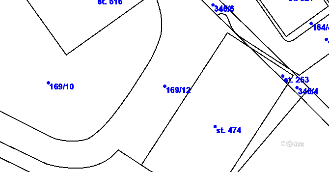 Parcela st. 169/12 v KÚ Chvatěruby, Katastrální mapa
