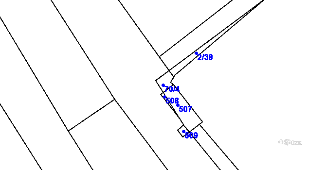 Parcela st. 70/4 v KÚ Chvatěruby, Katastrální mapa