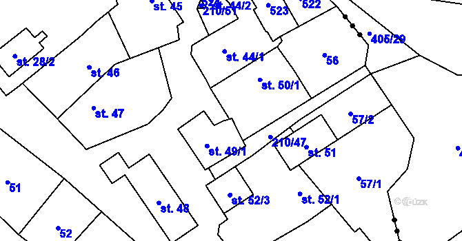 Parcela st. 50/2 v KÚ Chvatěruby, Katastrální mapa
