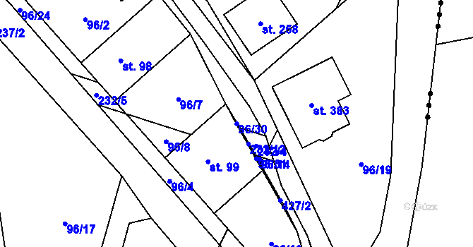 Parcela st. 96/30 v KÚ Chvatěruby, Katastrální mapa
