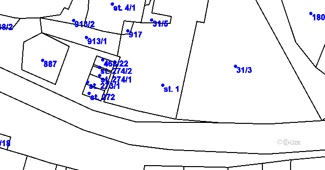 Parcela st. 1 v KÚ Zlončice, Katastrální mapa