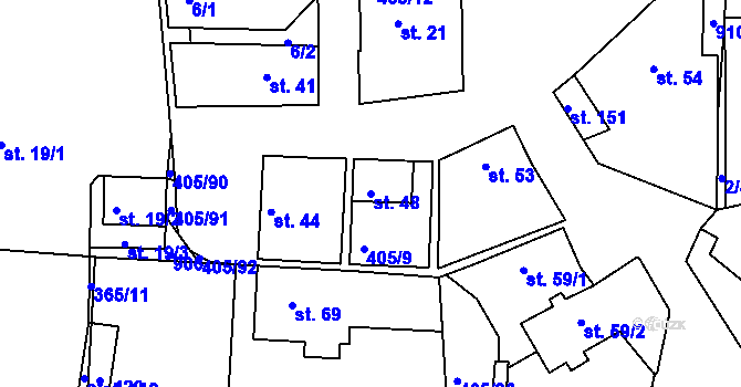 Parcela st. 48 v KÚ Zlončice, Katastrální mapa