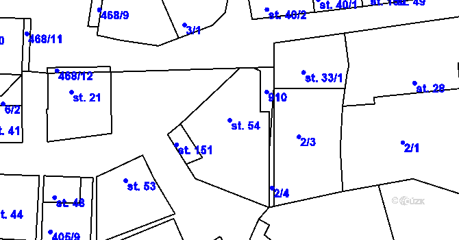Parcela st. 54 v KÚ Zlončice, Katastrální mapa