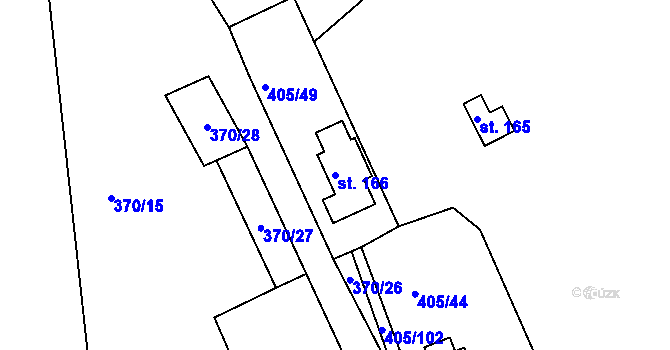 Parcela st. 166 v KÚ Zlončice, Katastrální mapa