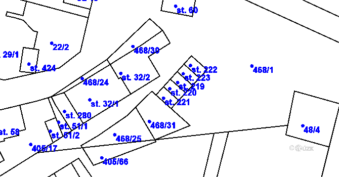 Parcela st. 220 v KÚ Zlončice, Katastrální mapa