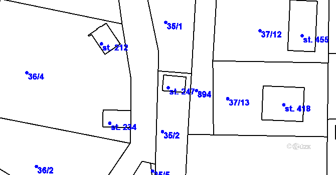 Parcela st. 247 v KÚ Zlončice, Katastrální mapa