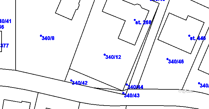 Parcela st. 340/12 v KÚ Zlončice, Katastrální mapa