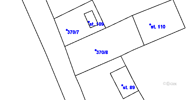 Parcela st. 370/8 v KÚ Zlončice, Katastrální mapa
