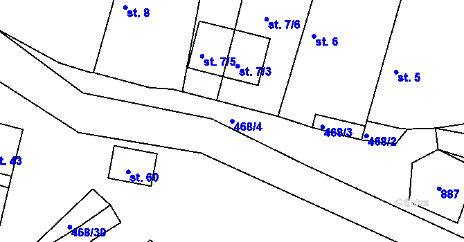Parcela st. 468/4 v KÚ Zlončice, Katastrální mapa