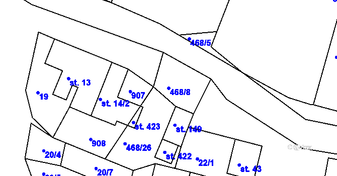 Parcela st. 468/8 v KÚ Zlončice, Katastrální mapa
