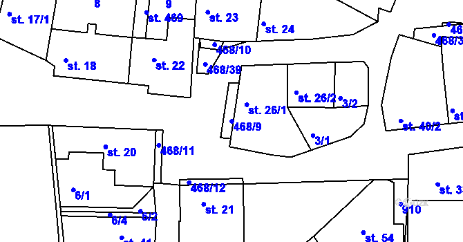 Parcela st. 468/9 v KÚ Zlončice, Katastrální mapa