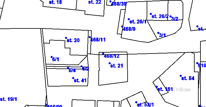 Parcela st. 468/12 v KÚ Zlončice, Katastrální mapa