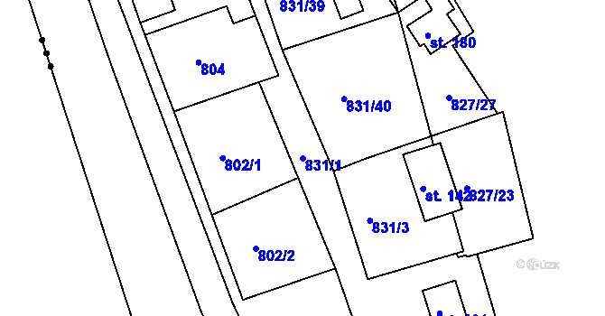 Parcela st. 831/1 v KÚ Zlončice, Katastrální mapa