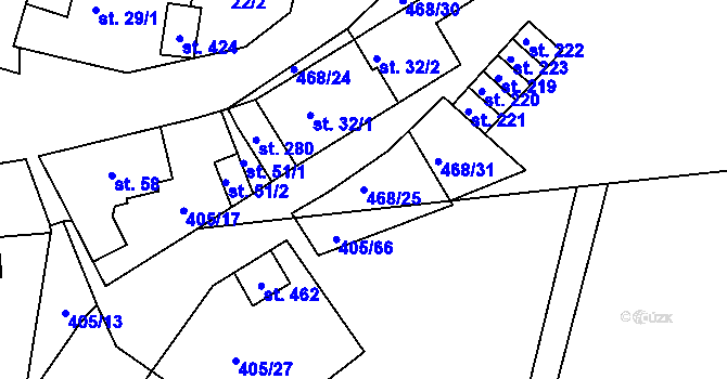 Parcela st. 468/25 v KÚ Zlončice, Katastrální mapa