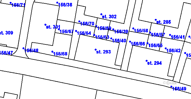 Parcela st. 293 v KÚ Zlončice, Katastrální mapa