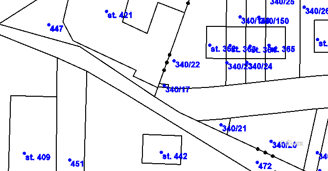 Parcela st. 340/17 v KÚ Zlončice, Katastrální mapa