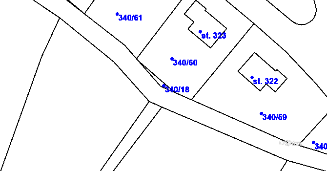 Parcela st. 340/18 v KÚ Zlončice, Katastrální mapa